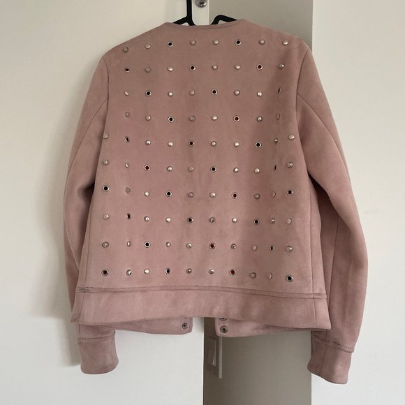 Zara pink suede bomber jacket, size S (US 4) - Picture 6 of 14